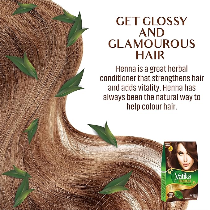 Vatika Naturals Permanent Hair Dye Natural Brown – Ammonia-Free With Natural Henna, Grey Coverage, Nourishing Herbal Blend, Long-Lasting Color for Soft, Shiny Results – 18 Sachets X 10g (Pack of 3)