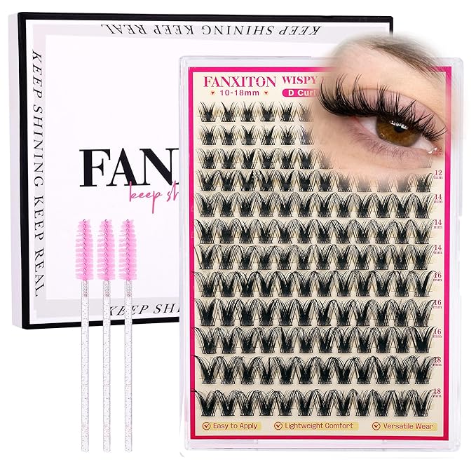 Lashes Clusters Kit Wispy Eye Lash Clusters Eyelash Extensions with Lash Brush Natural 168Pcs Individual Lashes 10-18mm DIY Lash Extension Soft Thin Band For Beginners (No Glue)
