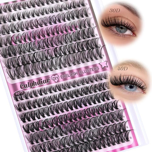 Calphdiar Natural Lash Clusters 30D+40D Eyelash Clusters 8-16mm Cluster Eyelash Extensions Wispy Lashes Clusters 240Pcs Individual Lashes DIY Lash Extension for Beginners