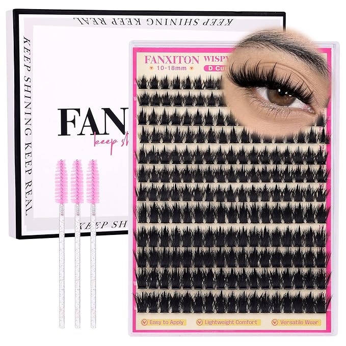 Lash Clusters with Spiky Lash Clusters Kit Volume Clusters Eyelash Extension 10-18MM Thick Individual Lashes D Curl Cluster Eyelash Extensions with Lash Brush3D DIY Lash Extension at Home (No Glue)