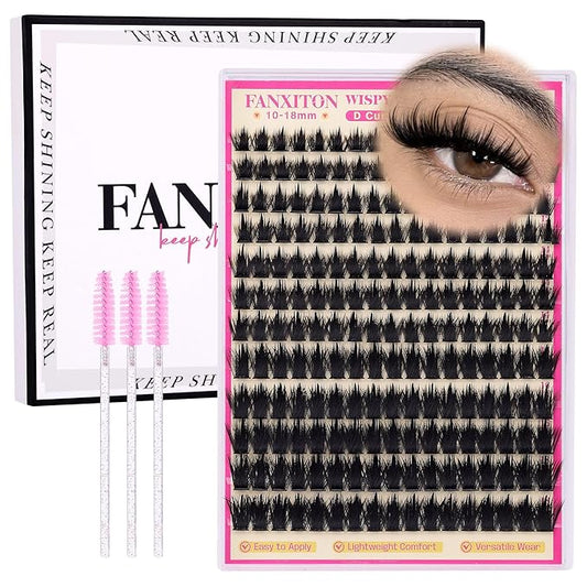 Lash Clusters with Spiky Lash Clusters Kit Volume Clusters Eyelash Extension 10-18MM Thick Individual Lashes D Curl Cluster Eyelash Extensions with Lash Brush3D DIY Lash Extension at Home (No Glue)