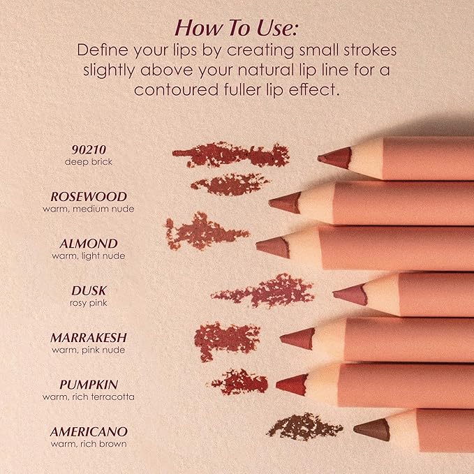 PERSONA Cosmetics Lip Liner | Creamy, Long-Wear Matte Pencil with Jojoba Oil | Hydrating & Easy to Apply | Shapes, Defines & Contours Lips | Vegan, Cruelty-Free, Paraben-Free | Made in USA, Americano