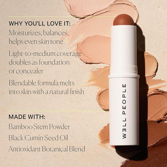 Well People Supernatural Complexion Stick Foundation + Concealer, Buildable, Light-to-Medium Coverage, Soft Matte Finish, Lightweight + Hydrating, Multi-Use, Vegan & Cruelty-Free, 46 Rich Neutral