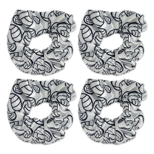 Volleyball Scrunchies, Velvet Hair Ties Headband Accessory, Set of 4 (White)
