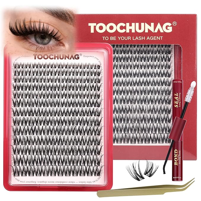 Flora Lash Clusters Kit 8-18mm Wispy Eyelash Clusters Lash Extension Kit D Curly DIY Eyelash Extension Kit WideSpan Lashes Individual Eyelashes Clusters with Lash Bond and Seal by TOOCHUNAG