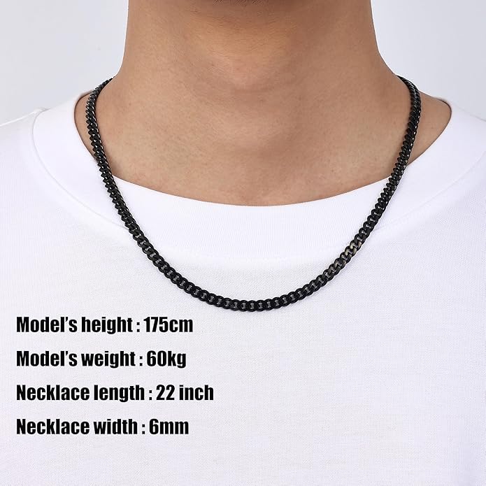 Fiusem 3.5mm Cuban Link Chains for Men, Silver Tone/Black/14K Gold Plated Stainless Steel Necklace Chain, Mens Necklace 16, 18, 20, 22, 24, 26, 28 Inch