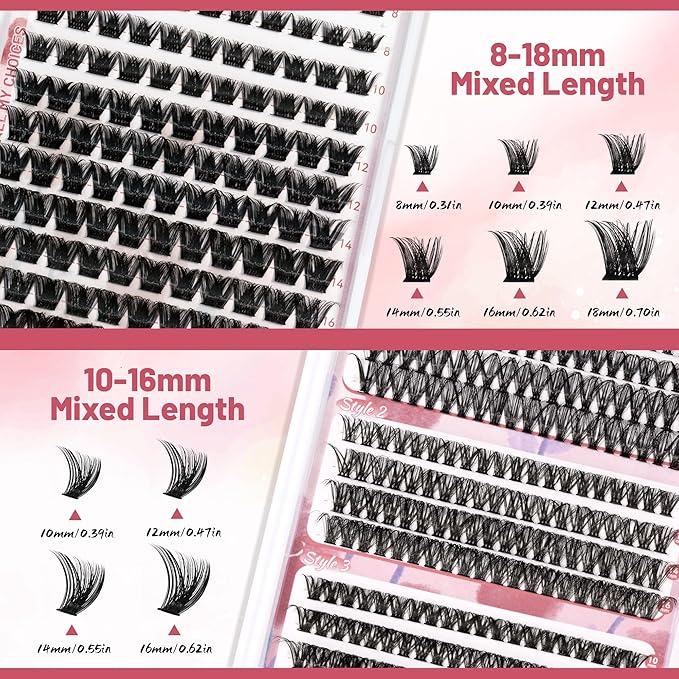 Lash Extension Kit, 516Pcs Individual Cluster Eyelash Extensions with Lash Bond&Seal Remover Tweezer Brush Lash Curler Lash Assistant Stylish Portable Makeup Bag DIY Lash Extensions at Home