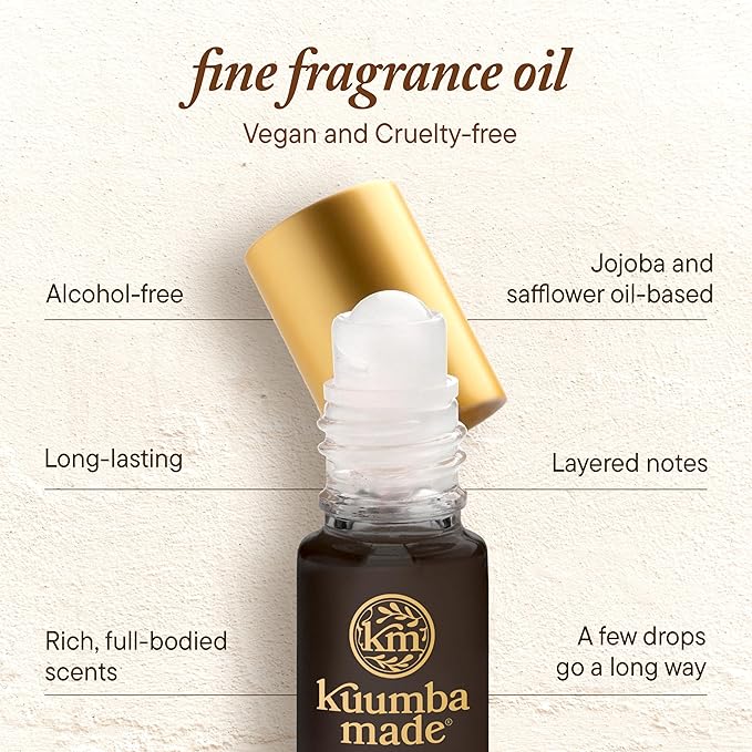 Kuumba Made Black Coconut Fragrance Oil, Long-Lasting Small-Batch Perfume Roller, Vegan, Alcohol-Free, 0.15 Fl Oz