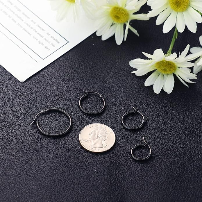 LOYALLOOK Gold Hoop Earrings Set Stainless Steel Rounded Small Hoop Earrings Set for Women Cute Huggie Earrings Nickel Free 10/12/15/20MM