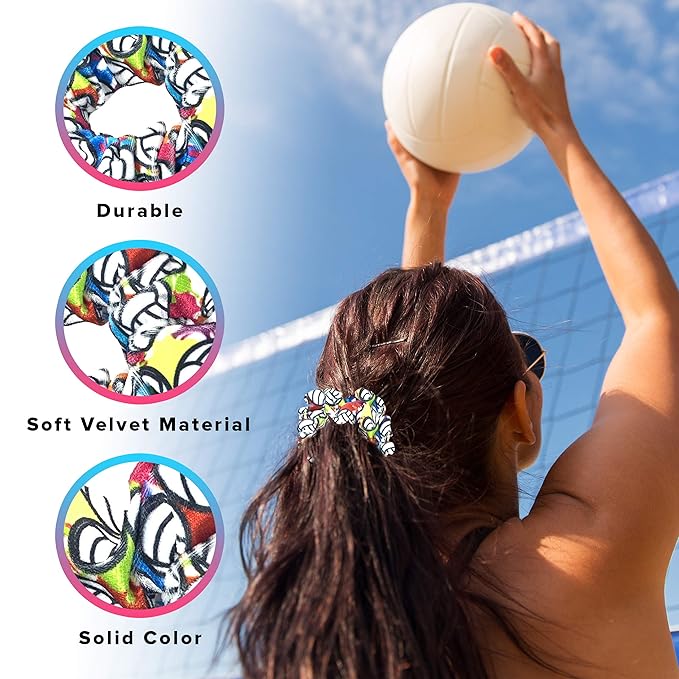 Volleyball Scrunchies, Velvet Hair Ties Headband Accessory, Set of 4 Tie-Dye…
