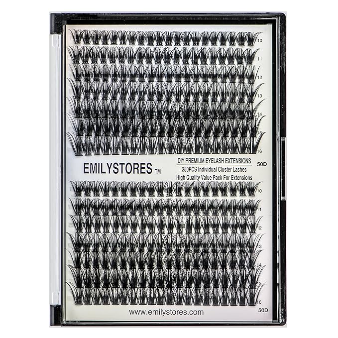 EMILYSTORES Lashes Extension Kit DIY 280pcs Lash Clusters Eyelash Extension Kit, 10-16mm Mix Sizes 40D D Curl Individual Lashes Kit for DIY Eyelashes (40D)
