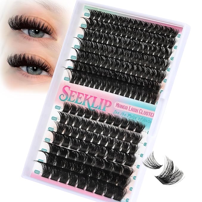 Lash Clusters Dramatic Thick Eyelash Extensions 188Pcs 100D 200D Fluffy Volume Lash Extensions Salon Quality Thick Individual Lashes for DIY Dramatic Look at Home (100D+200D)