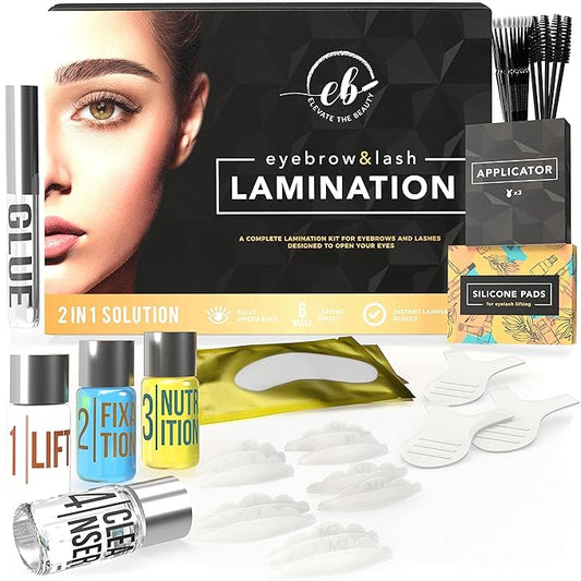 Eyebrow and Lash Lamination Kit | At Home DIY and Salon Use | 2in1 Professional Brow Lamination Kit and Lash Lift | Instant Lift For Fuller Eye Brows and Longer Eyelashes