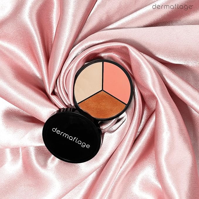 Cheek Palette: Bronzer, Highlighter, Blush Palette for Dewy Skin, Lit from Within by Dermaflage, 10g/.35oz