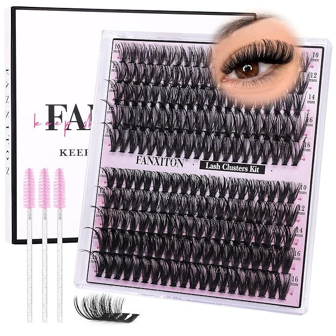 DIY Lash Extension Kit Natural Look Wispy Lash Clusters D Curl 40D+50D 10-16MM Eyelash Extension Kit Individual Lashes Lash Cluster Kit For Beginners (No Glue)