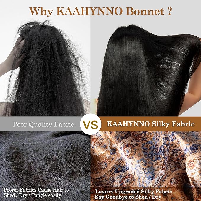 Tie Band Silk Satin Bonnet for Sleeping Hair: Women Sleep Night Wrap Cap for Straight Wavy Curly Coily Kinky Natural Hair Head - Bohemia