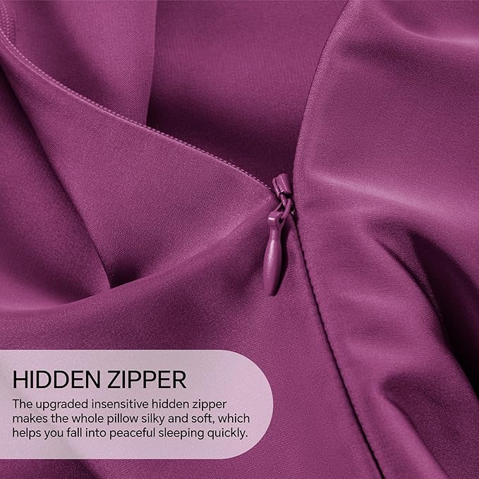 INFIIXSO Mulberry Silk Pillow Case King Size, Silk Pillowcase with Hidden Zipper 20"x36", Extraordinary Smooth and Soft Pillow Cases for Hair and Skin(Purple, 1 Pack)