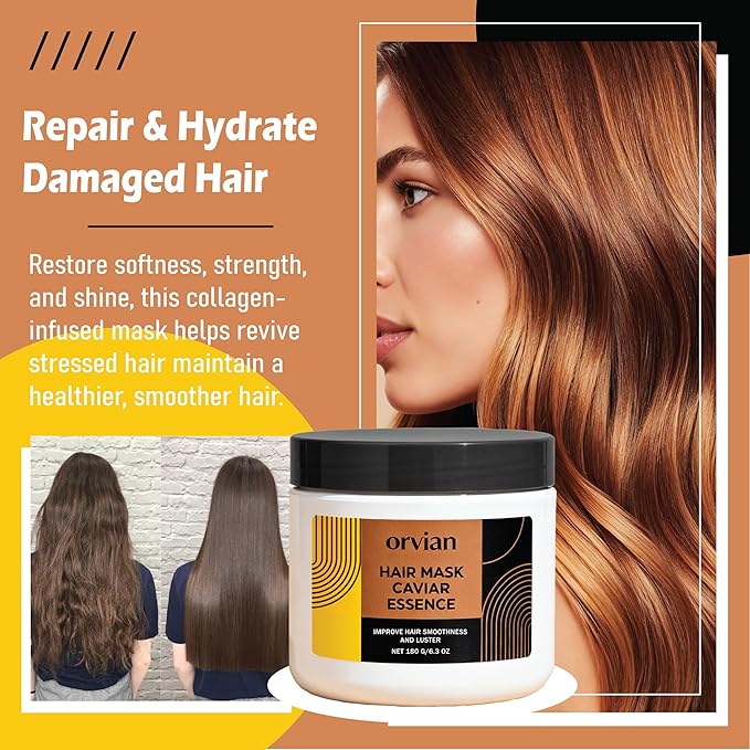 ZPX Orvian Caviar Hair Mask - Deep Repair & Replenishing Moisture Masque for Dry, Coarse, Damaged Hair