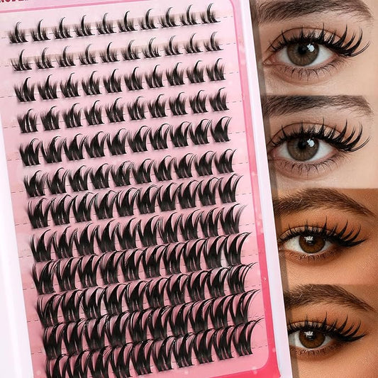 Lash Clusters 120PCS Eyelash Clusters Kit Volume Long 8-18mm C/D Curl Individual Lashes DIY Spiky Lash Extension Mega Cluster Eyelash Extensions Reusable for Beginners Lashes Thick