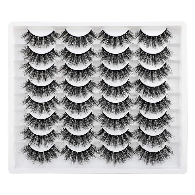 JIMIRE 16 Pairs False Eyelashes Fluffy Volume Natural Fake Lashes 3D Faux Mink Lashes Pack