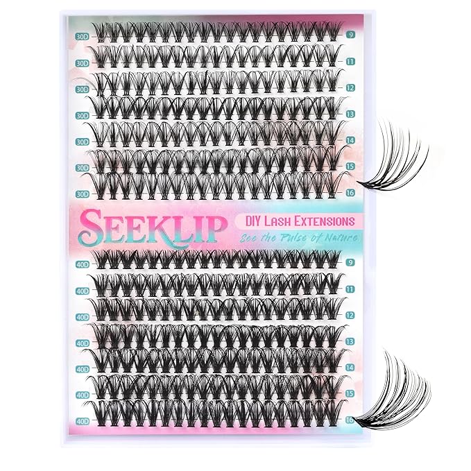 DIY Lash Extensions 266Pcs Lash Clusters Eyelash Extensions 9-16MM Mixed Wispy 30D 40D Natural Individual Lashes D Curl Thin Band Volume Cluster Lashes for DIY at Home (30D+40D,0.06D,9-16MM)