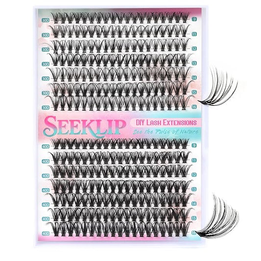 DIY Lash Extensions 266Pcs Lash Clusters Eyelash Extensions 9-16MM Mixed Wispy 30D 40D Natural Individual Lashes D Curl Thin Band Volume Cluster Lashes for DIY at Home (30D+40D,0.06D,9-16MM)