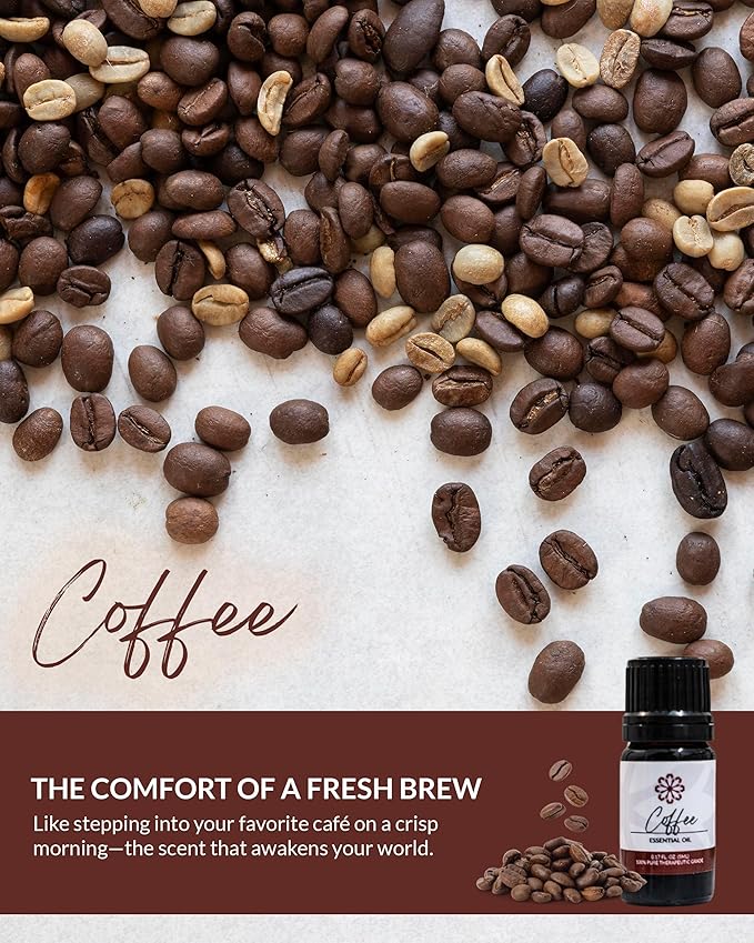 Essence Coffee Essential Oil – 100% Pure & Therapeutic Grade – Perfect for Aromatherapy, Diffusers & Recharging Essence Nasal Diffuser Rings – Natural Stress & Mood Support (5mL)