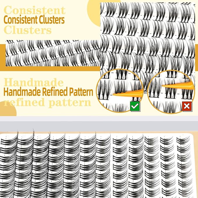 Leefrei Eyelash Clusters 10-18mm Wispy Eyelash Clusters D Curl DIY Cluster Lash Extension Kit Individual Lashes Kit With Bond & Seal, Glue Remover, Tweezers(LF04 Lashes Only)