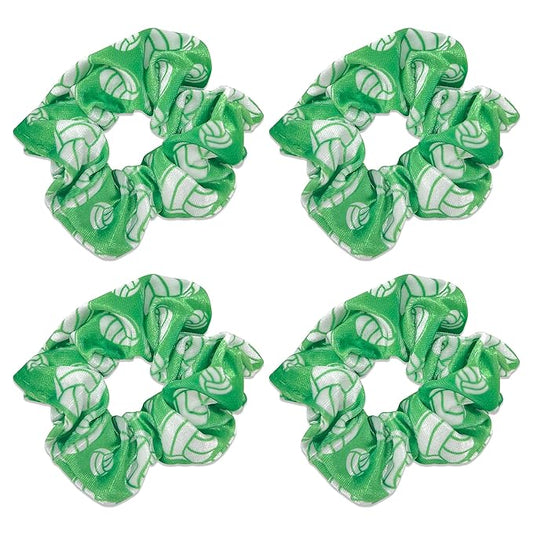 Volleyball Scrunchies, Velvet Hair Ties Headband Accessory, Set of 4 Green