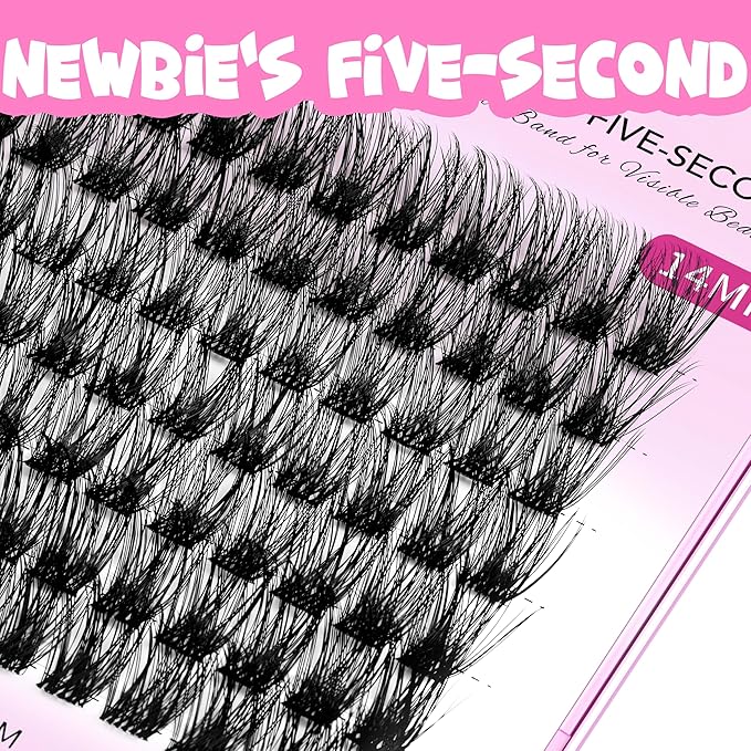 VEYESBEAUTY Lash Clusters Individual Eyelash Extensions Thin & Invisible Band DIY False Eyelashes for Self-application Newbie's Five-Second Series Wispy Lash Tray, Dreamy 12mm Single Length