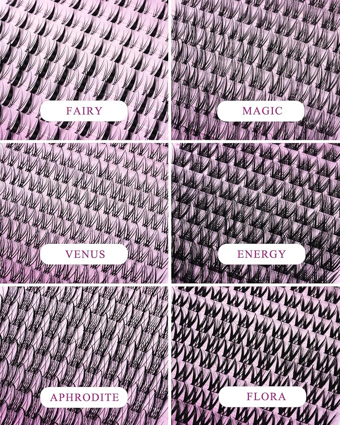 Venus Lash Clusters 8-16mm with 5-6mm Bottom Lashes Natural Eyelash Clusters D Curl -WideSpan DIY Eyelash Extension Individual Fake Eyelashes Clusters with 0.03mm Ultra-Thin Invisible Lash Band