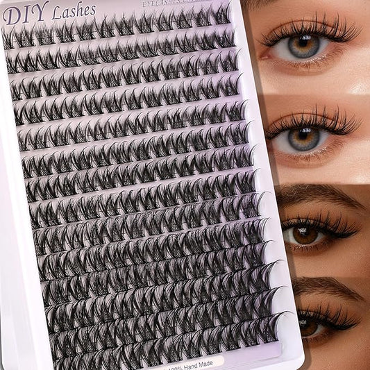 Lash Clusters Natural Wispy Cluster Eyelash Extensions 10-18mm Individual Lashes DIY Cluster Lashes Extension Soft Comfortable Eyelash Clusters with Thin Band by Himirell