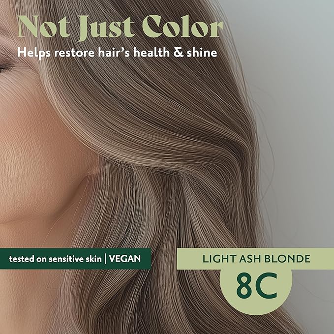 Herbatint Permanent Hair Dye For Women - 8C Light Ash Blonde - For Up To 100% Gray Coverage of Resistant Gray Hair - Ammonia-Free, Alcohol-Free & Vegan - Salon Influenced Hair Color 5.75 fl oz