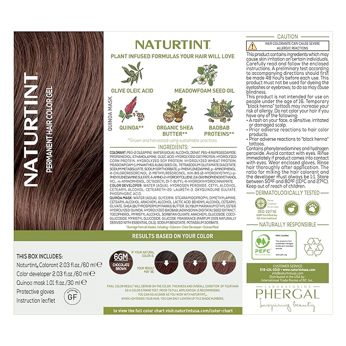 Naturtint 6GM Chocolate Brown Permanent Hair Color (Pack of 6), Ammonia Free, Vegan, Cruelty Free, up to 100% Gray Coverage, Long Lasting Results (Packaging may vary)