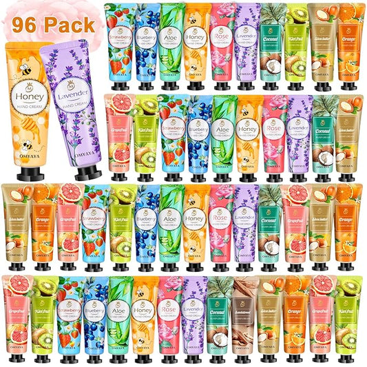 LFENYIGI 96 Pack Hand Cream Gifts Set For Women, Bulk Hand Lotion Travel Size for Dry Cracked Hands, Mini Hand Lotion Bulk for Christmas Stocking Stuffers Party Favors & Baby Shower Favors For Guests