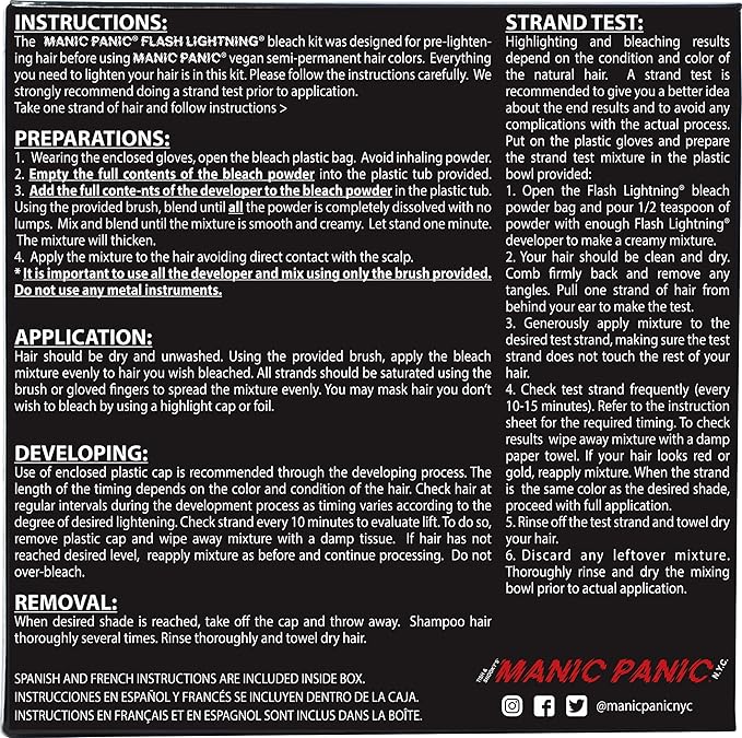 MANIC PANIC Flash Lightning Hair Bleach Kit - Bleach Powder + 30 Volume Developer - Hair Lightener for Dark Shades - Lifts Up to 5 Levels - Achieve Medium to Light Blonde - Vegan & Cruelty-Free (2 pk)