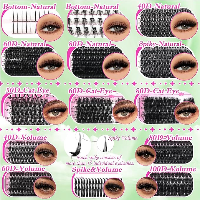 YIDUO Lashes Clusters Kit 1846Pcs Bulk Packs Volume False Eyelash Extensions D Curl Wispy Individual Eyelashes, Volume Studio Effect, Wholesale Large Pack with Glue&Seal|Tweezers|Removers|Cleanser