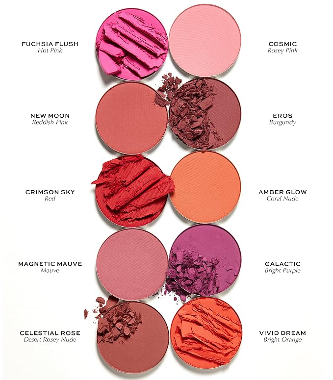 MAKE Beauty Skin Mimetic Microsuede Blush - Matte Powder Blush for Cheeks with Long Lasting Color - Non Comedogenic, Travel Size Makeup Single Palette. Shade - Crimson Sky (Red)