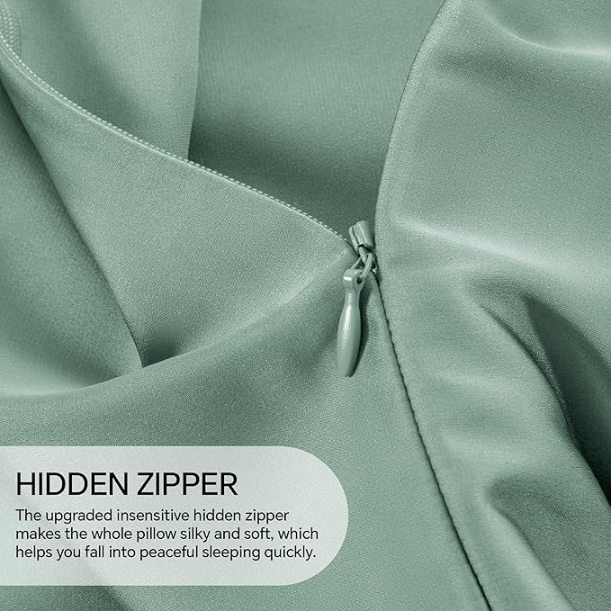 INFIIXSO Mulberry Silk Pillowcase for Hair and Skin, Silk Pillow Cases Queen Size with Hidden Zipper 20x30 Inches, Super Smooth and Soft Cooling Pillow Cases for Hot Sleepers(Mint Green, 1 Pack)