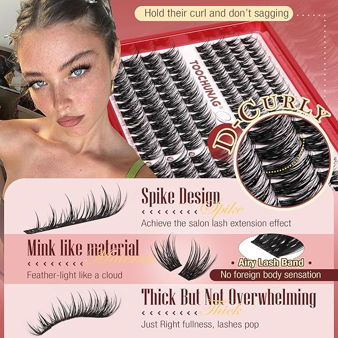 Wispy Cluster Lashes Manga Eyelash Clusters 192pcs Spiky Volume Cluster Eyelash Extensions D Curly Fairy Lash Clusters 12-18mm DIY Individual Lashes Extension Natural Look by TOOCHUNAG