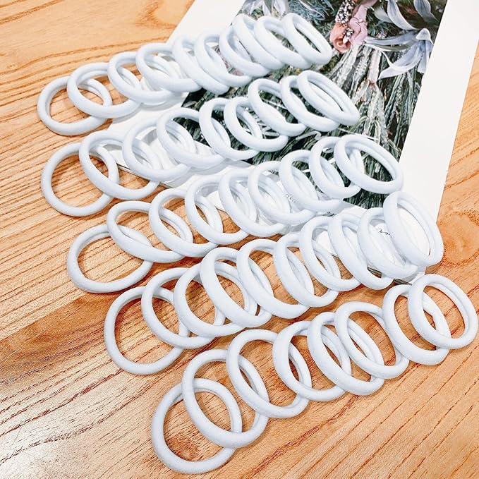 100Pcs Black Onyx Hair Ties – Soft Cotton Seamless Hair Elastics for Thick or Thin Hair, No Snag, Dent-Free, Break-Resistant, Sports & Daily Use, All Ages