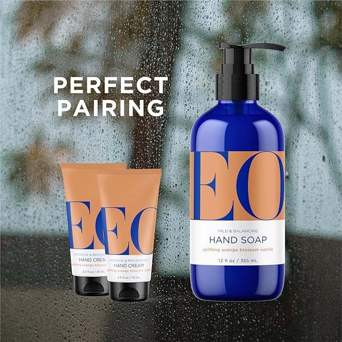 EO Hand Cream, 2.5 Ounce (Pack of 2), Orange Blossom and Vanilla, Organic Plant-Based, Moisturizer for Dry Skin