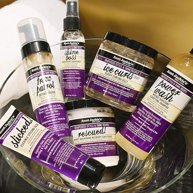 Aunt Jackie's Grapeseed Style and Shine Recipes Rescued Thirst Quenching Hair Recovery Conditioner Repair Treatment, Seals in Moisture, 15 oz