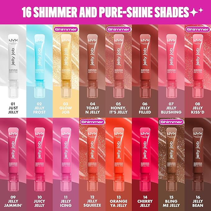 NYX PROFESSIONAL MAKEUP Jelly Job Lip Gloss, Lip Tint Gloss with Full-Bodied, Smoothing, and Hyper-Glossy Shine - Cherry Jelly (Red)