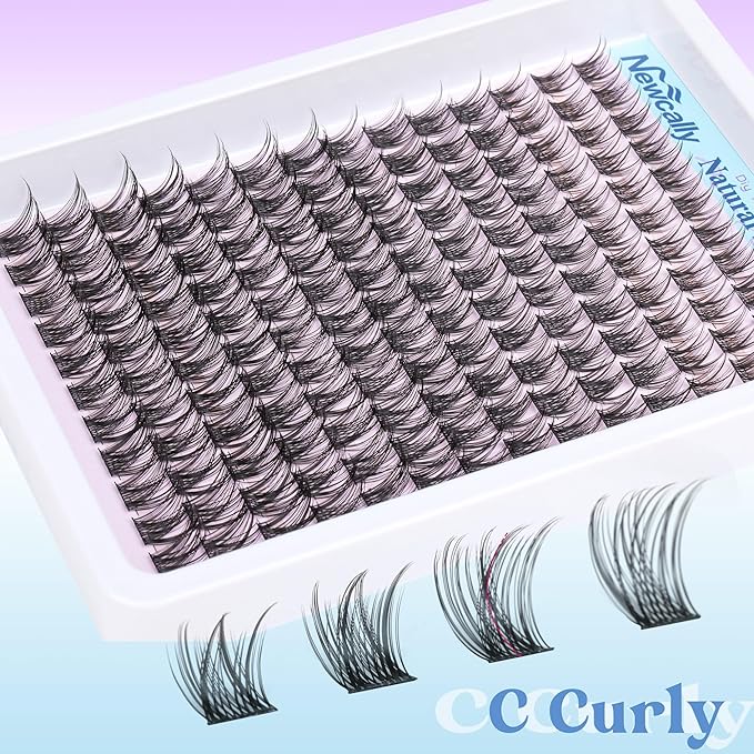 Cluster Lashes Wispy Natural Eyelash Clusters DIY Lash Extension C-curly Cluster Eyelash Extension 10-16MM Individual Lashes Thin Lash Band by Newcally