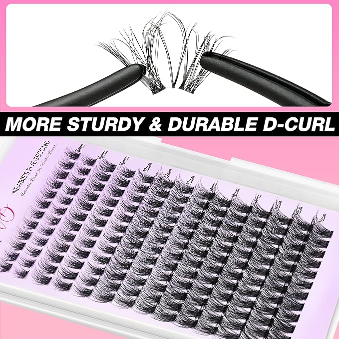 VEYESBEAUTY Siren Cluster Lashes Kit Individual Lash Extensions Newbie's Five-Second DIY Dramatic Volume Eyelash Wispy Faux Mink Lash Mixed Length Tray with Bond & Seal, Applicator at Home