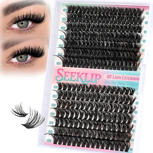 Lash Clusters Thick Volume DIY Lash Extensions 245Pcs 70D 80D Dramatic Individual Lashes 10-18MM Mixed D Curl Fluffy Eyelash Extensions Soft Thick Cluster Lashes (70D+80D)