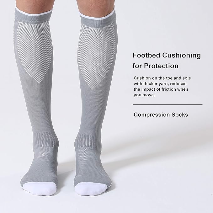 CelerSport 3 Pairs Compression Socks for Men and Women 20-30 mmHg Running Support Socks