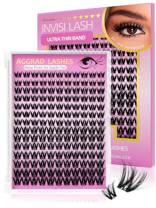 Flora Lash Clusters Kit Short 8-14mm Wispy Eyelashes Cluster Extension Kit D Curl Individual DIY False Lash Extension Spiky Cat Eye Lashes Fake Eyelashes Clusters with 0.03mm Ultra-Thin Wide Band