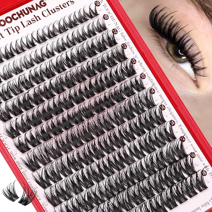 TOOCHUNAG Eyelash Clusters Wispy Cluster Eyelash Extensions 144pcs Volume Lash Clusters 10-16mm Individual Lashes Natural Eyelashes Clusters WideSpan DIY Lash Extension at Home